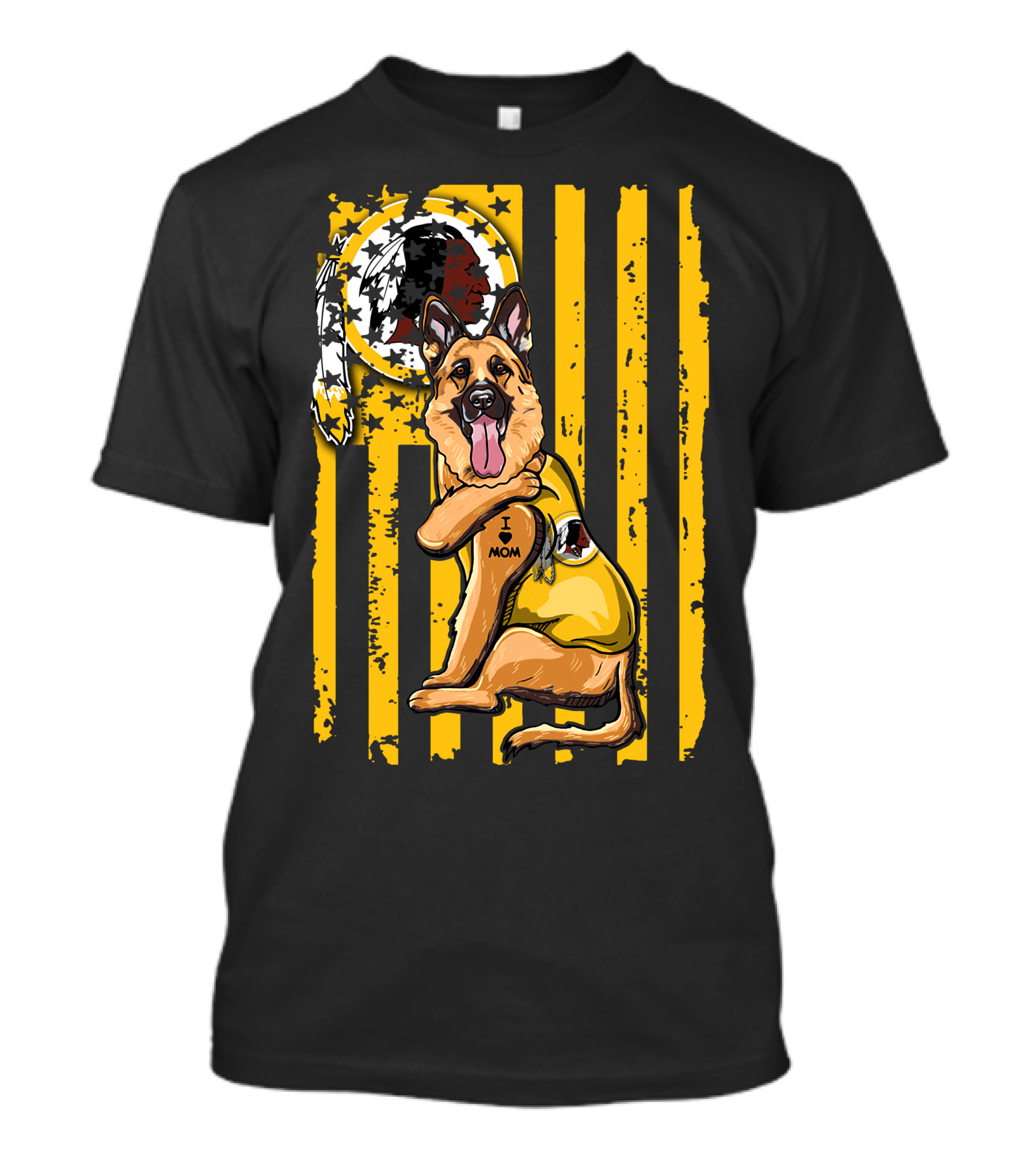 German Shepherd I Love Mom Washington Redskins Fan Style T-Shirt