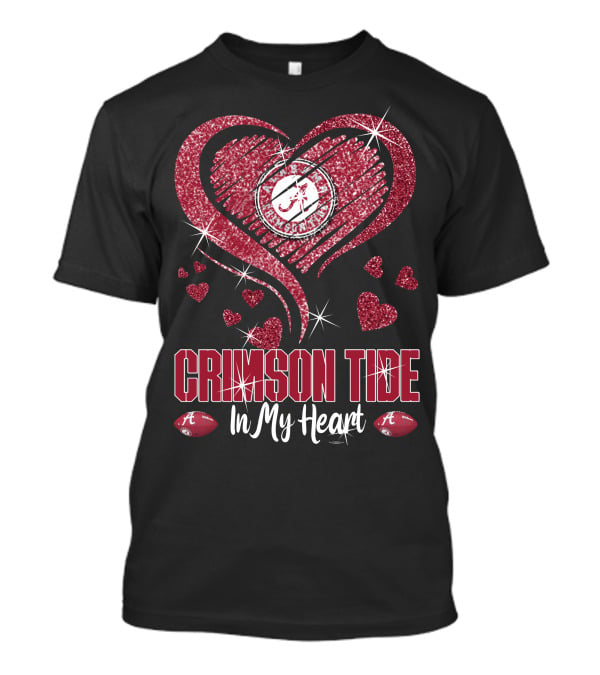 Crimson Tide In My Heart Alabama Football Fan Love T-Shirt
