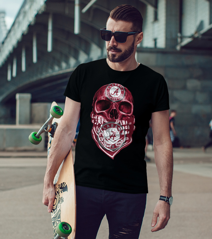 Skull Alabama Crimson Tide Bandana T-Shirt