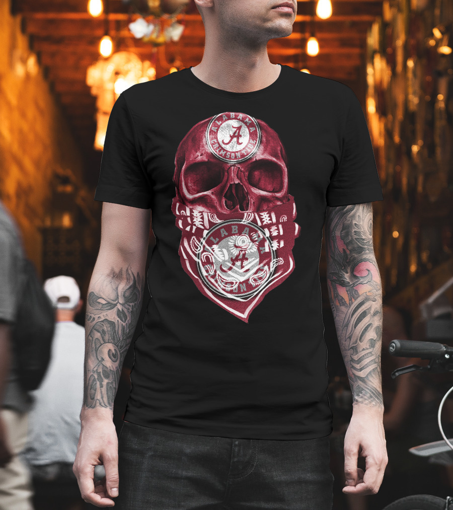 Skull Alabama Crimson Tide Bandana T-Shirt
