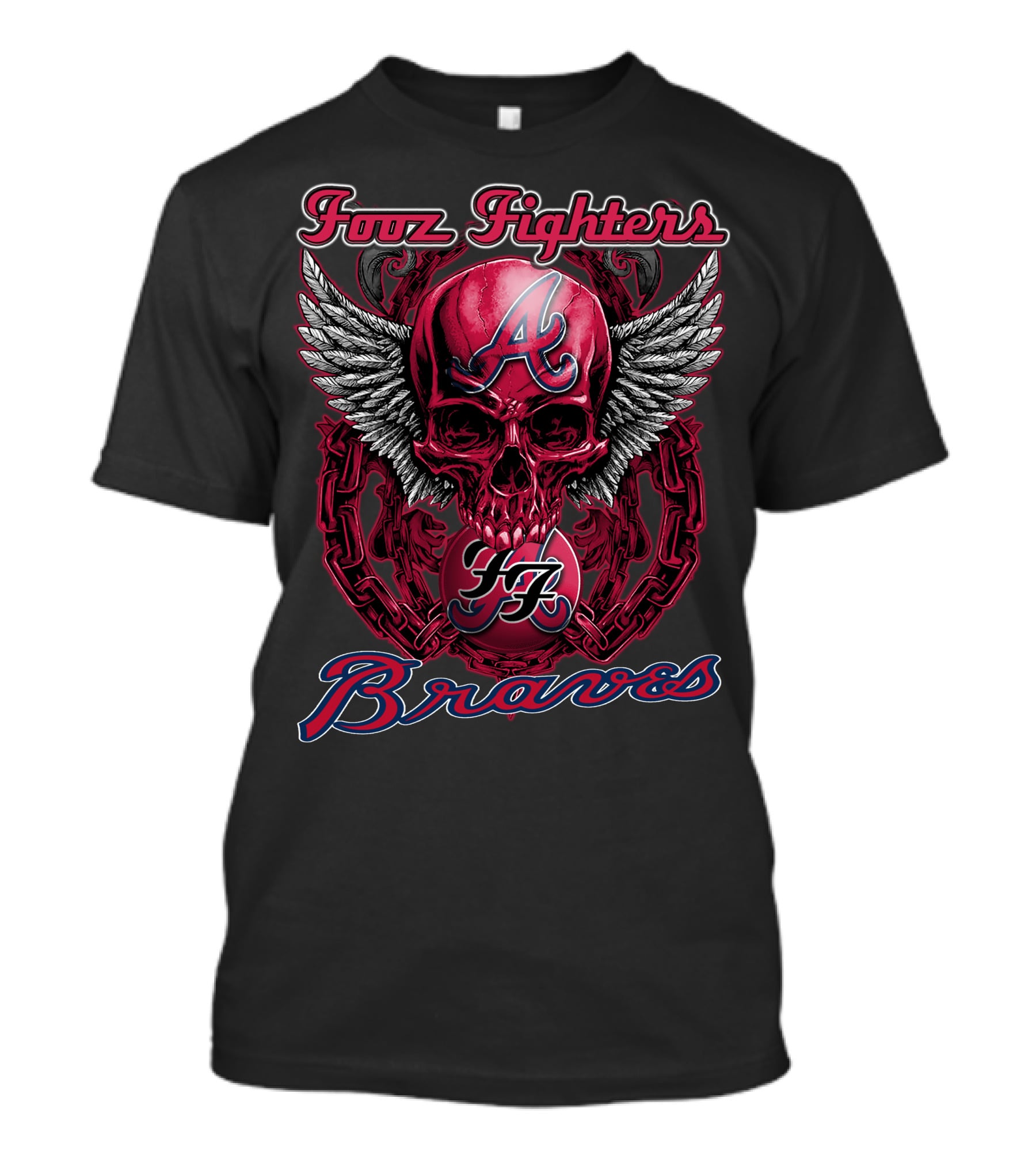 Fooz Fighters Atlanta Braves Skull Wings T-Shirt