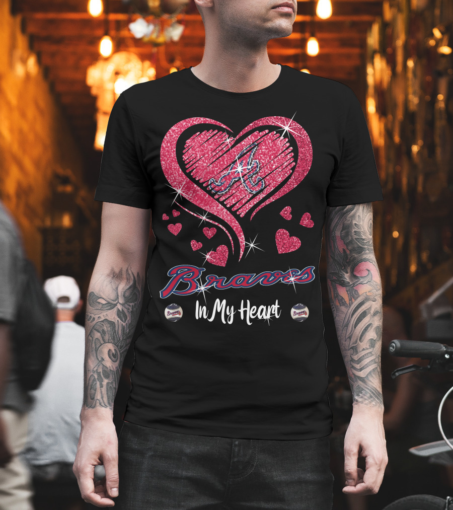 Braves In My Heart Sparkling Heart T-Shirt