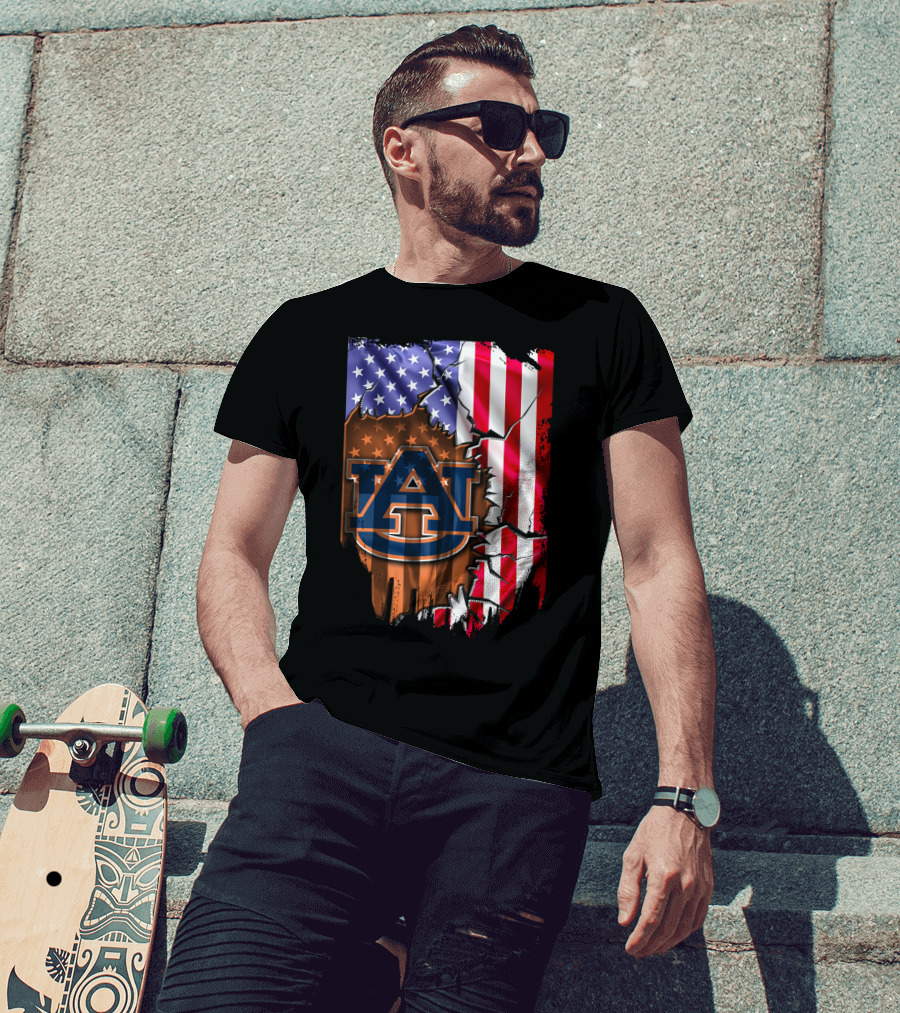 Flag V2 Auburn Tigers American Flag Vintage Style T-Shirt