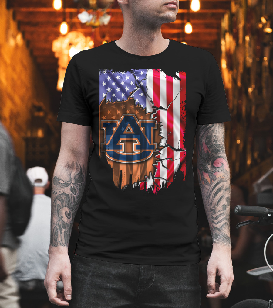 Flag V2 Auburn Tigers American Flag Vintage Style T-Shirt
