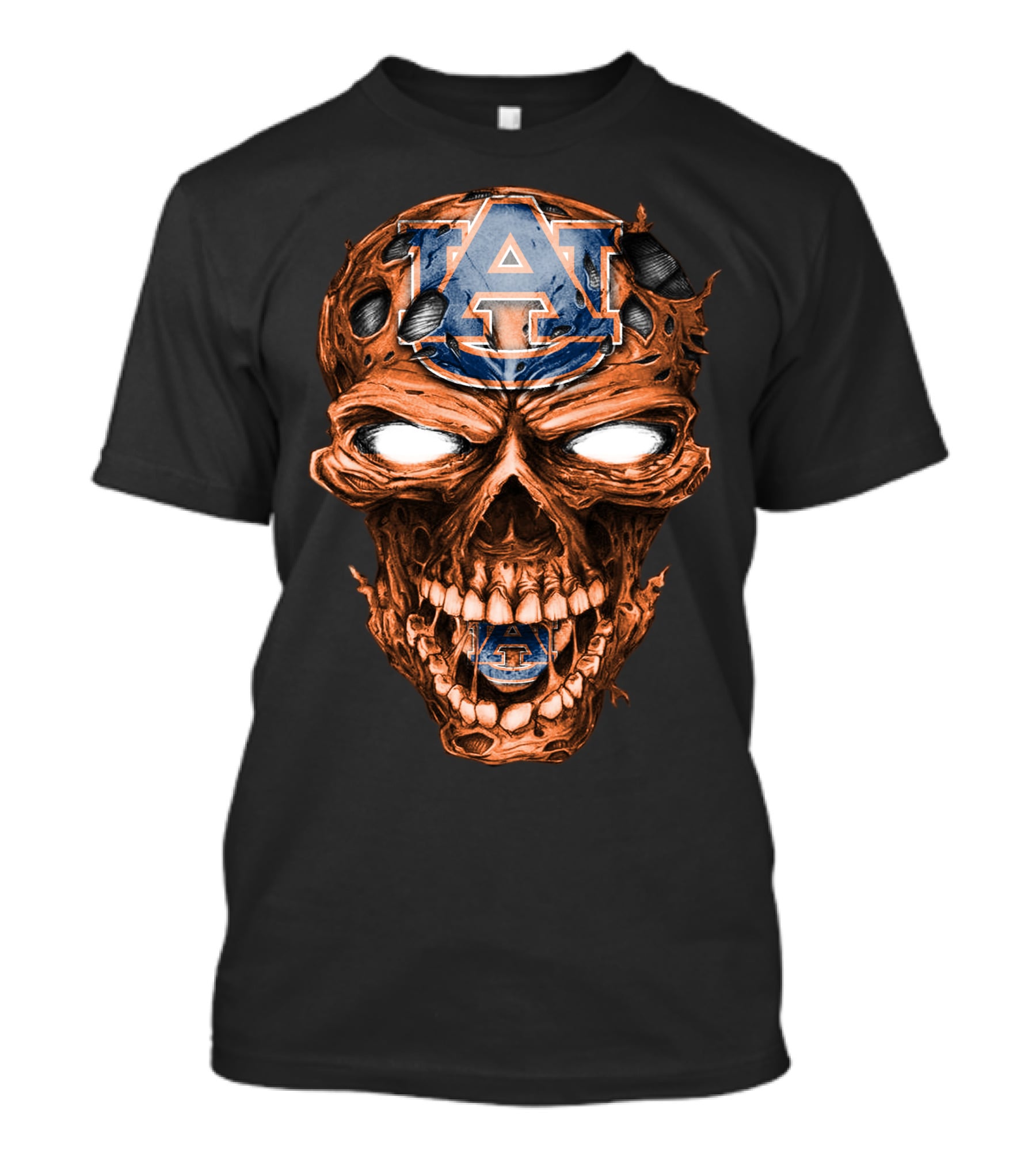 Skull V2 Auburn Tigers A Logo Horror T-Shirt