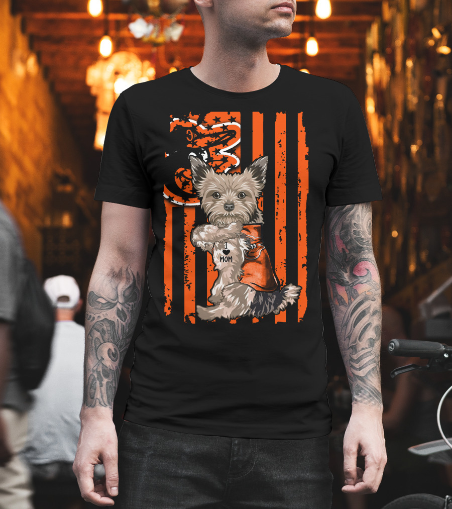 Yorkshire Terrier Baltimore Orioles I Heart Mom Flag T-Shirt