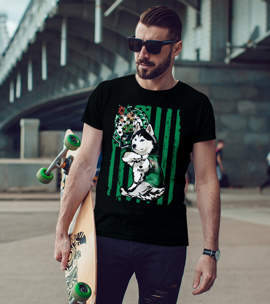 Boston Celtics Siberian Husky Mom Fan T-Shirt