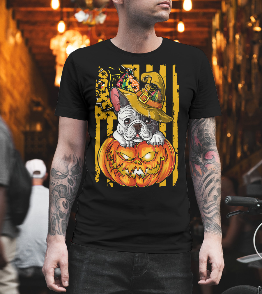 Hlw Bulldog Halloween Pumpkin Chicago Blackhawks T-Shirt