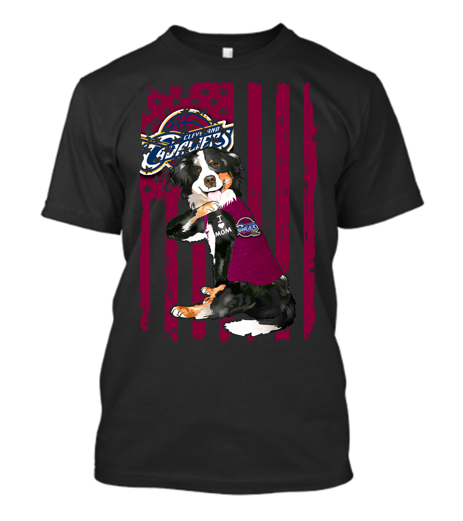 Cleveland Cavaliers Border Collie I Love Mom T-Shirt