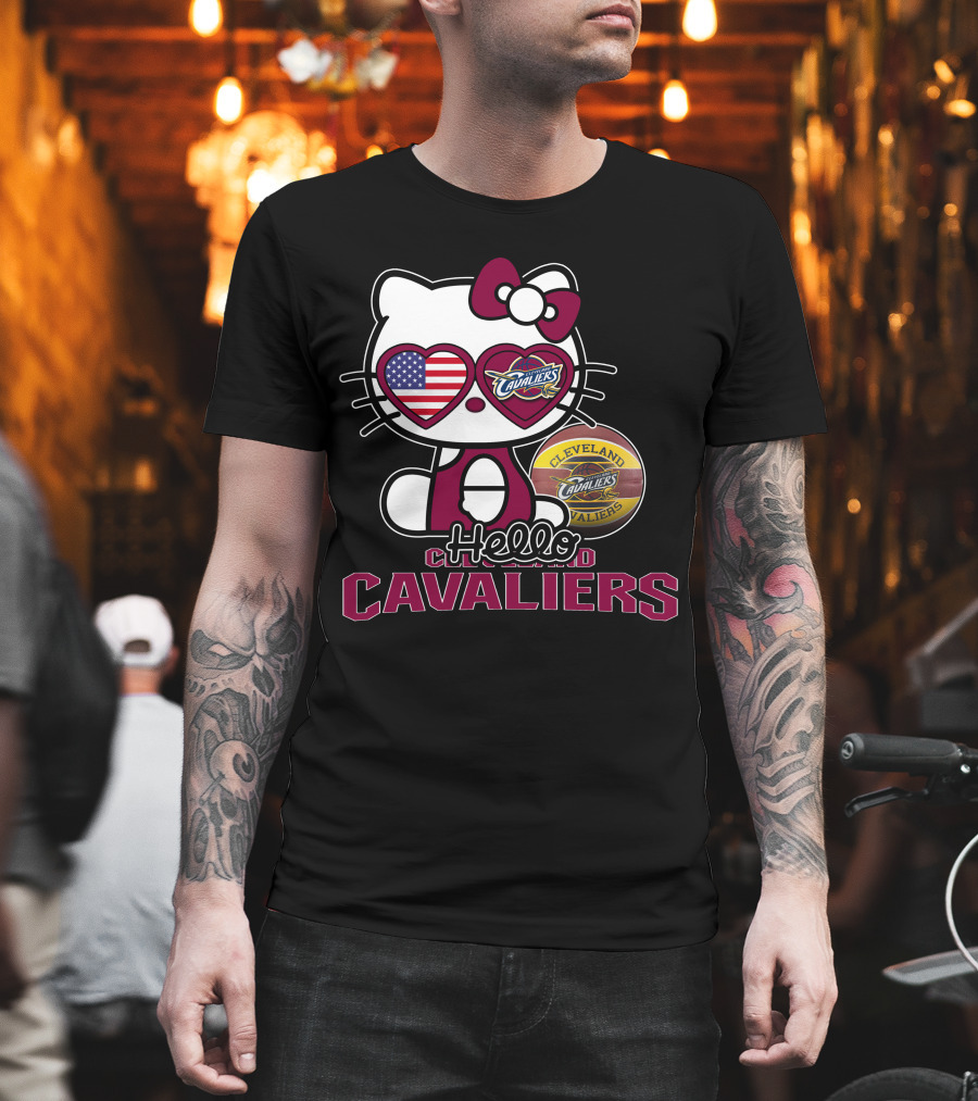Hello Kitty Cleveland Cavaliers American Flag Basketball Cavaliers T-Shirt