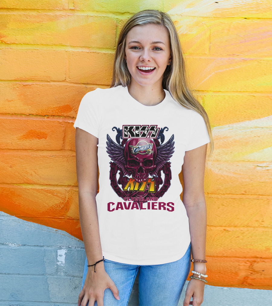 Kiss Cleveland Cavaliers Skull Wings T-Shirt