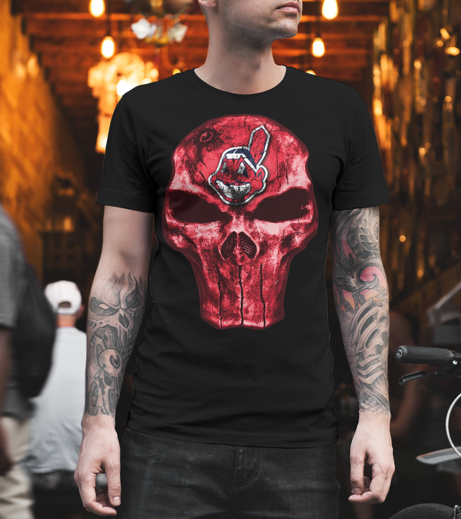 Skull With Chief Wahoo Cleveland Indians T-Shirt