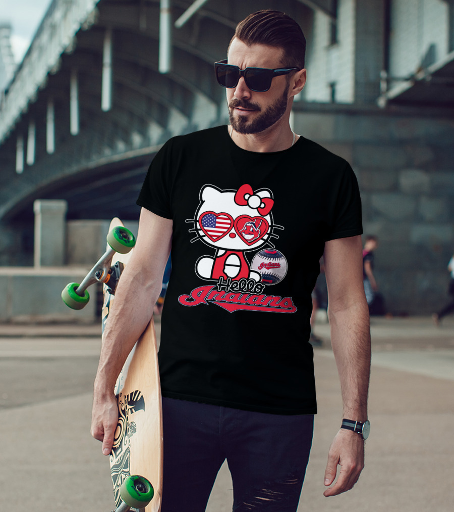 Hello Kitty Indians American Baseball Fan T-Shirt