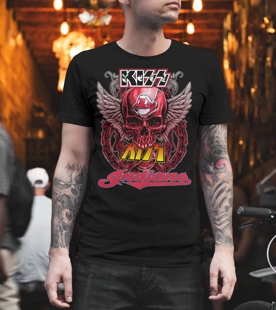 Kiss Indians Winged Skull Chain T-Shirt