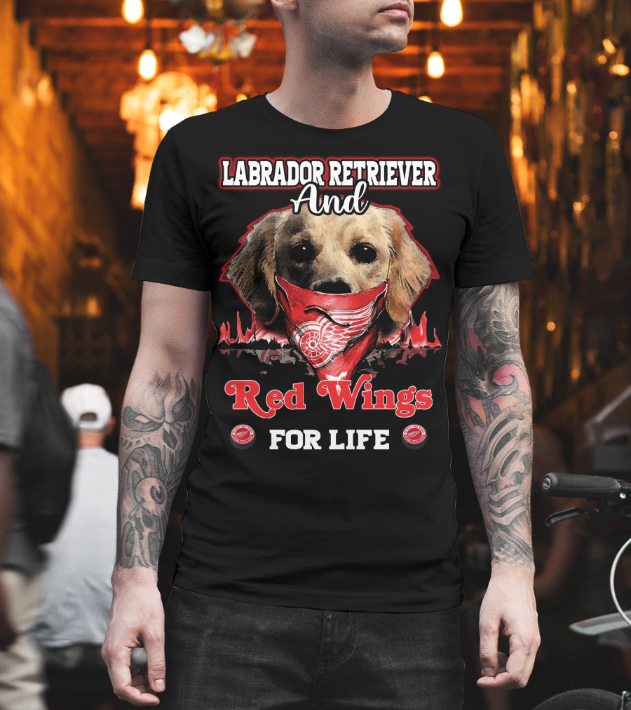 Labrador Retriever and Red Wings for Life T-Shirt