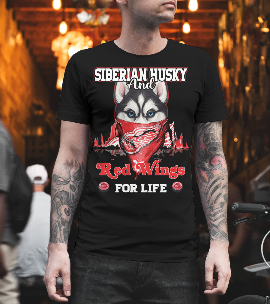 Siberian Husky and Red Wings for Life T-Shirt