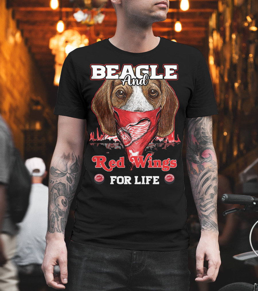 Beagle and Detroit Red Wings for Life T-Shirt