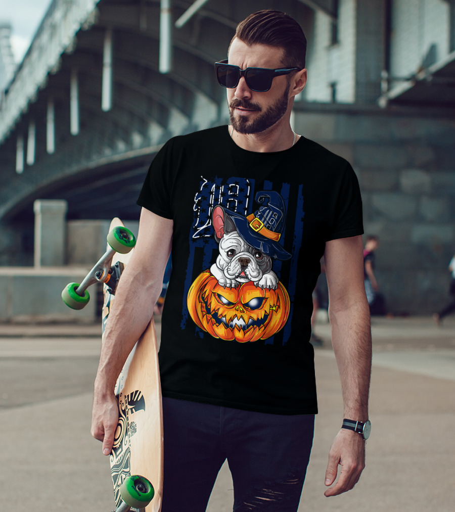 Hlw Bulldog Detroit Tigers Halloween Pumpkin T-Shirt