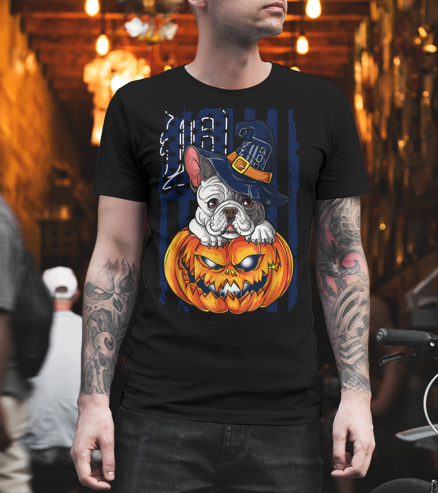Hlw Bulldog Detroit Tigers Halloween Pumpkin T-Shirt