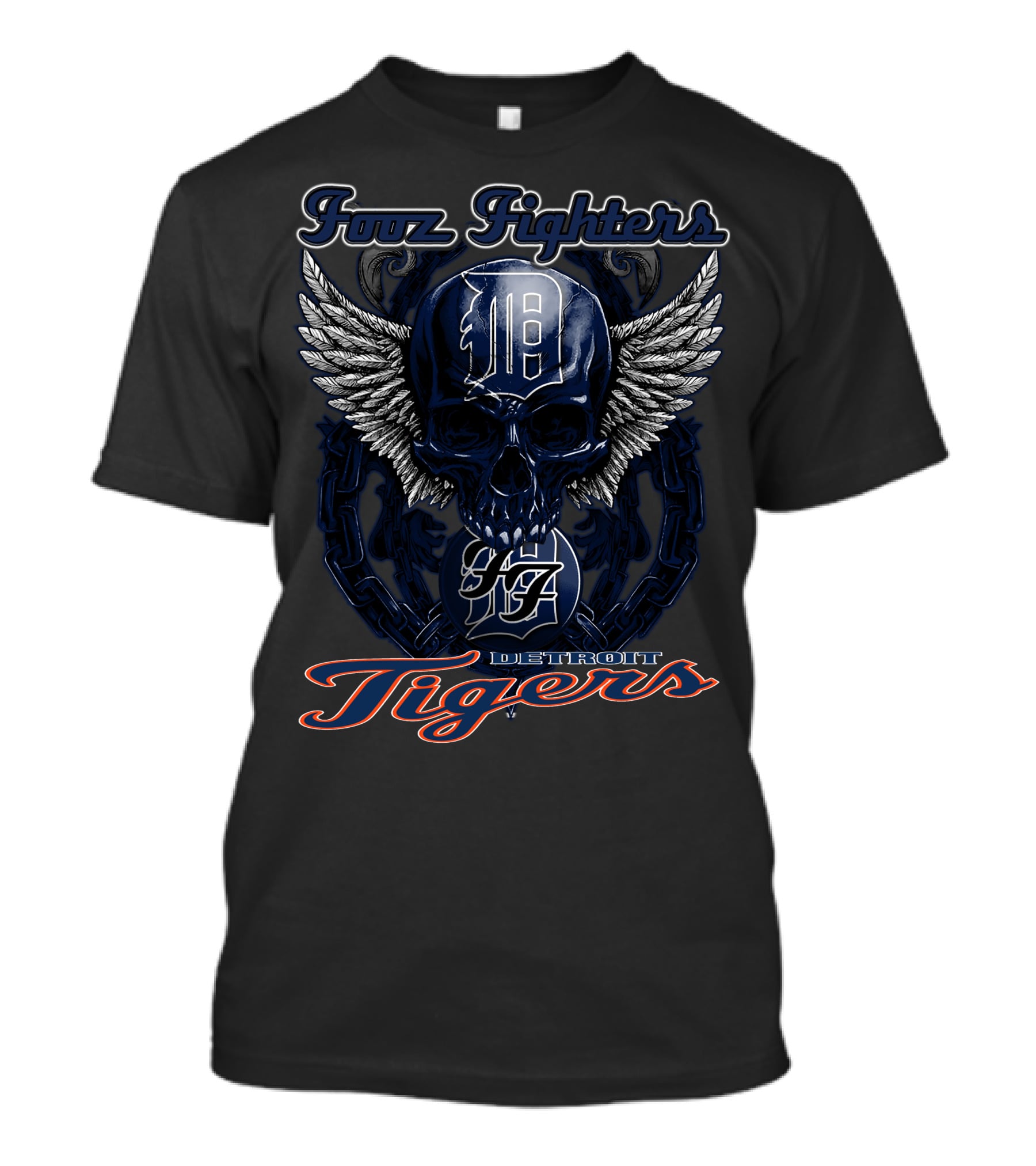 Foo Fighters Detroit Tigers Skull Wings D T-Shirt