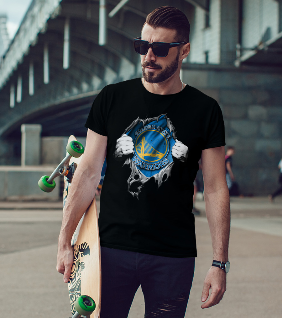Golden State Warriors Torn V2 Rip Through T-Shirt