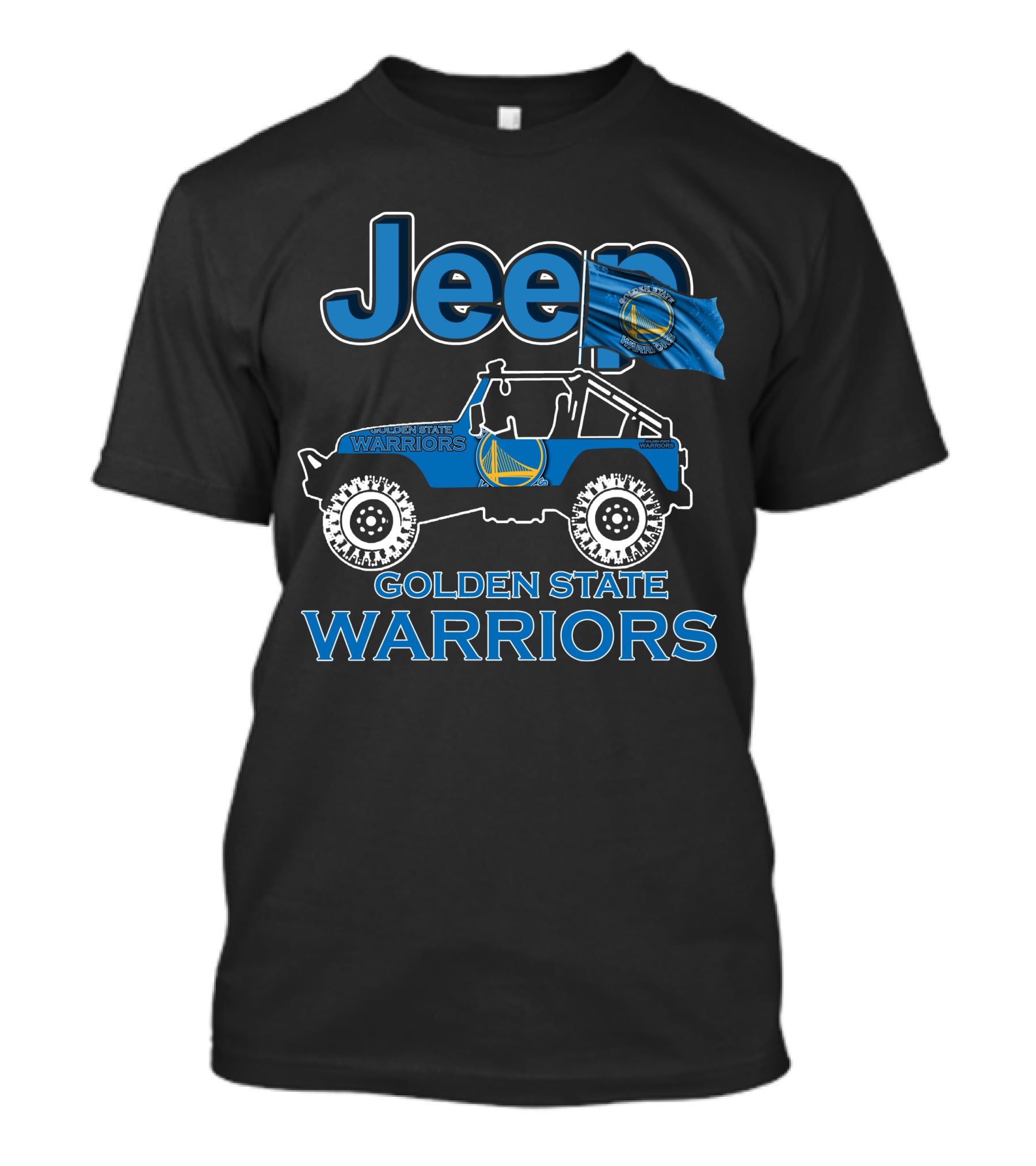 Jeep Golden State Warriors Team Logo Blue Flag Wrangler T-Shirt