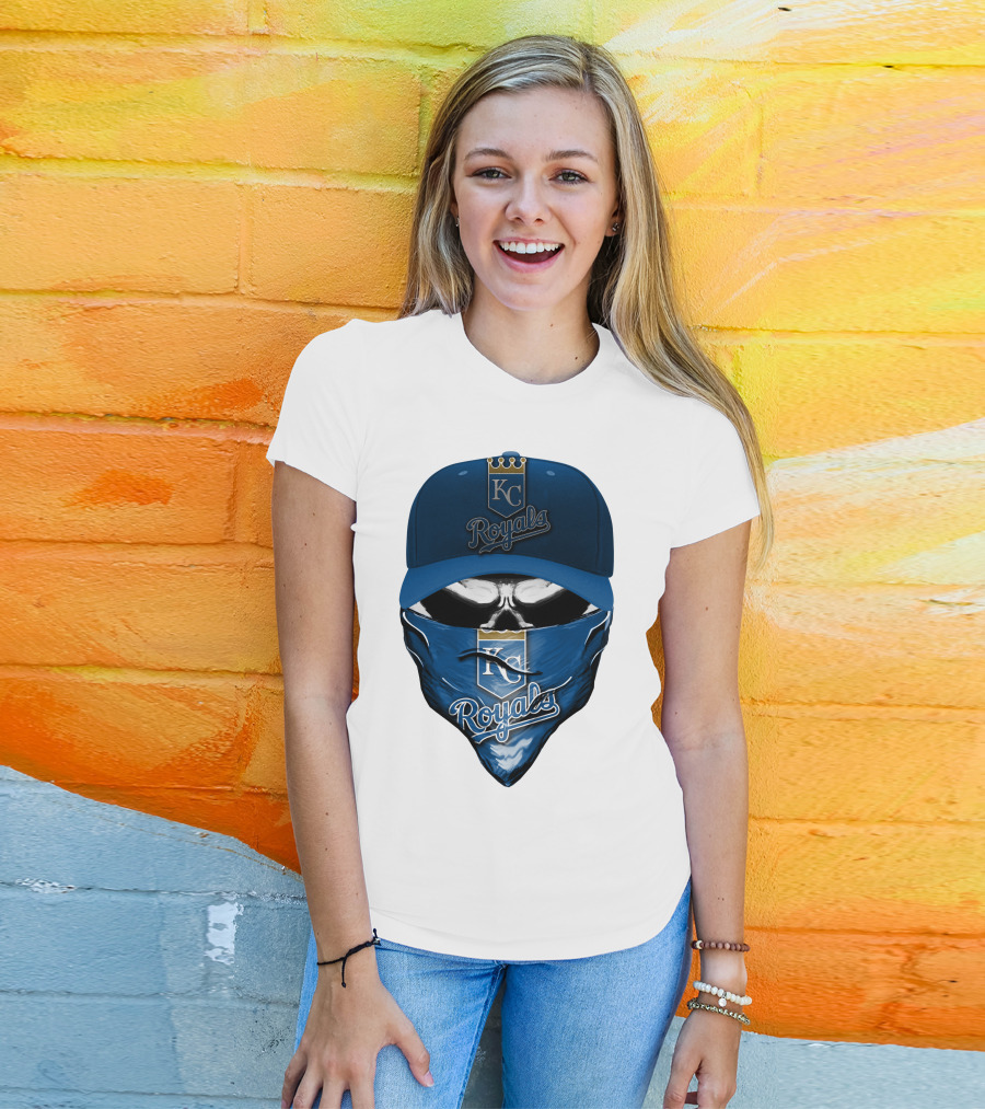 KC Royals Skull Mask Blue Cap T-Shirt