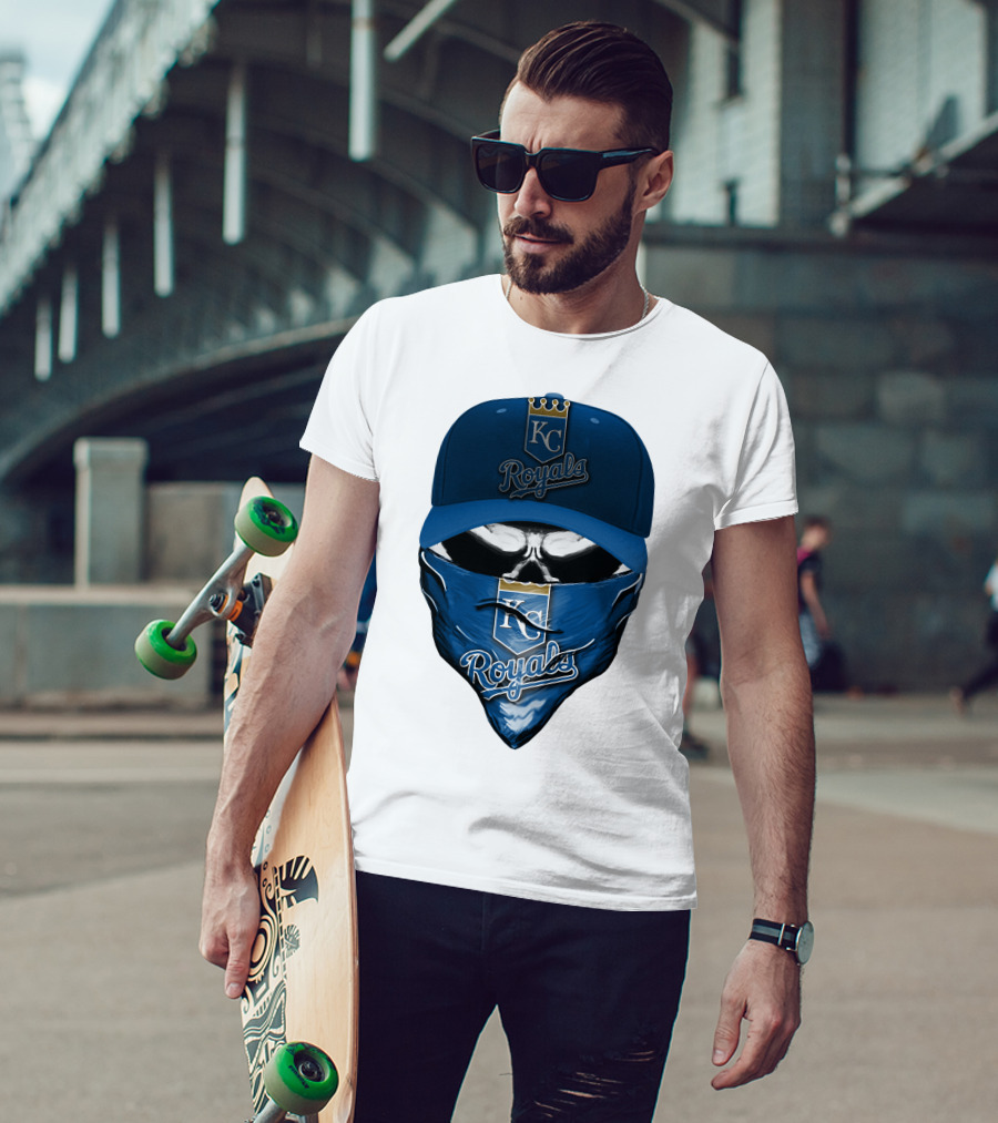 KC Royals Skull Mask Blue Cap T-Shirt