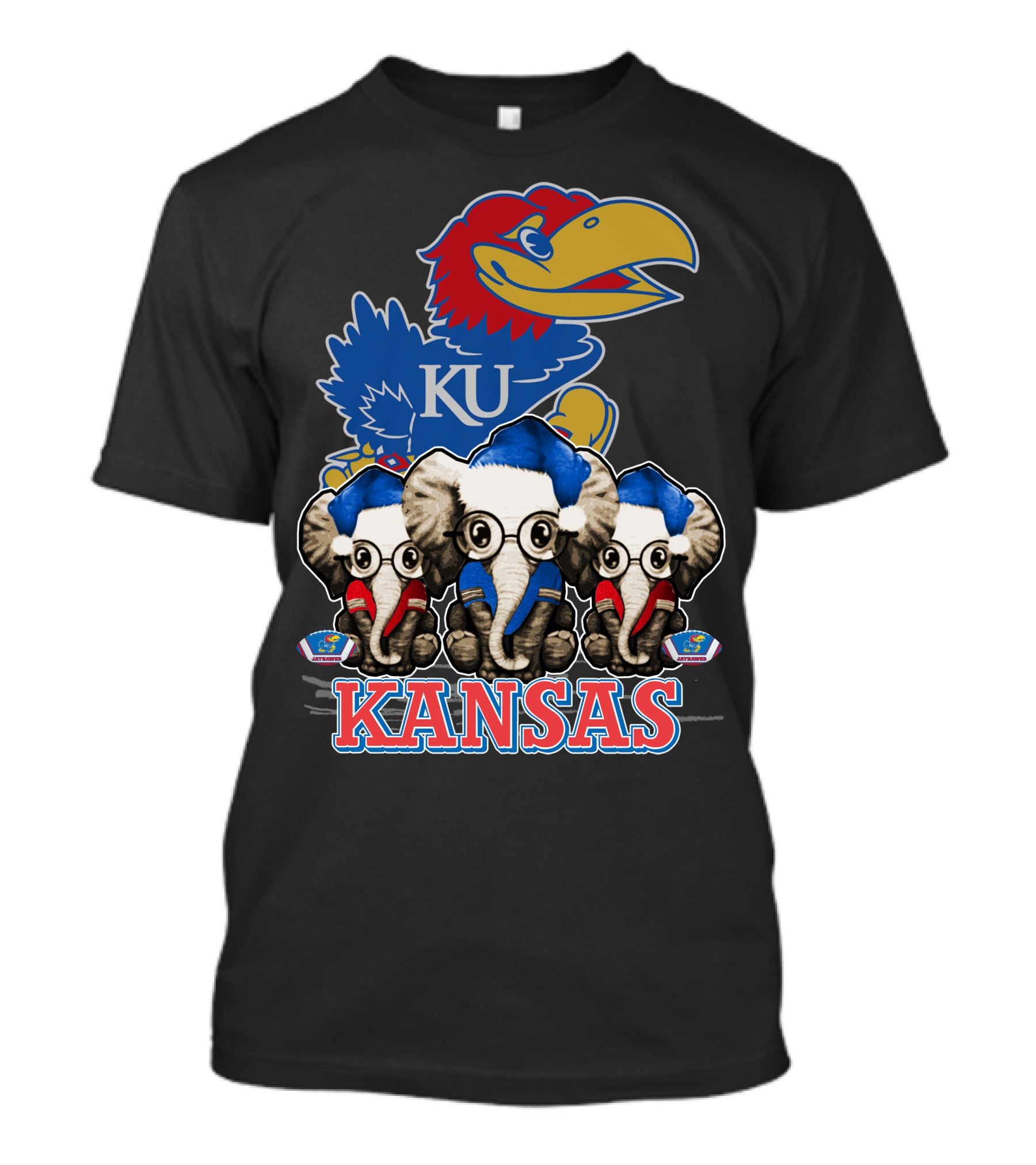 Kansas Jayhawks Christmas Elephants T-Shirt
