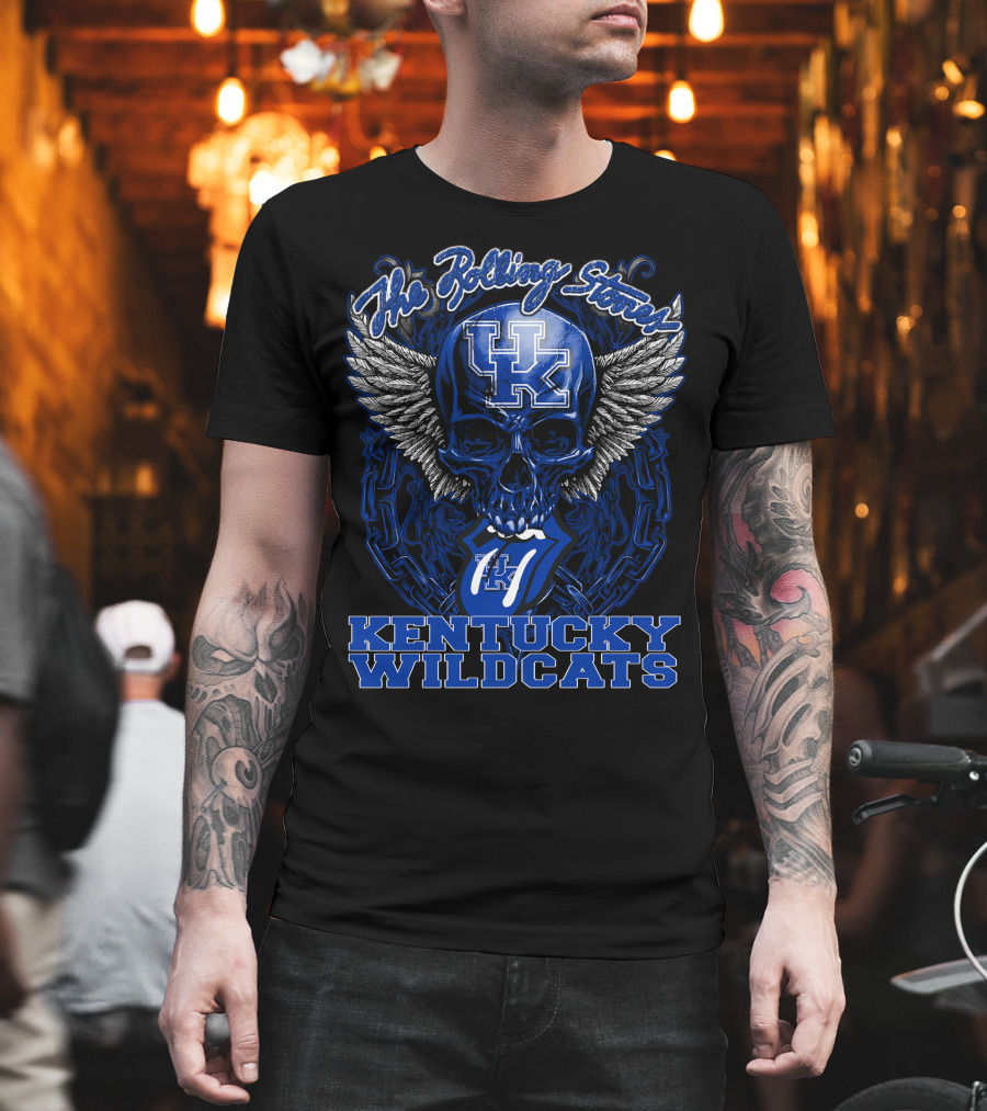 The Rolling Stones Uk Kentucky Wildcats Skull Wings T-Shirt