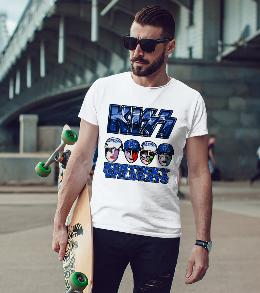 Kiss Kentucky Wildcats Blue Rock And Roll Band Fans T-Shirt