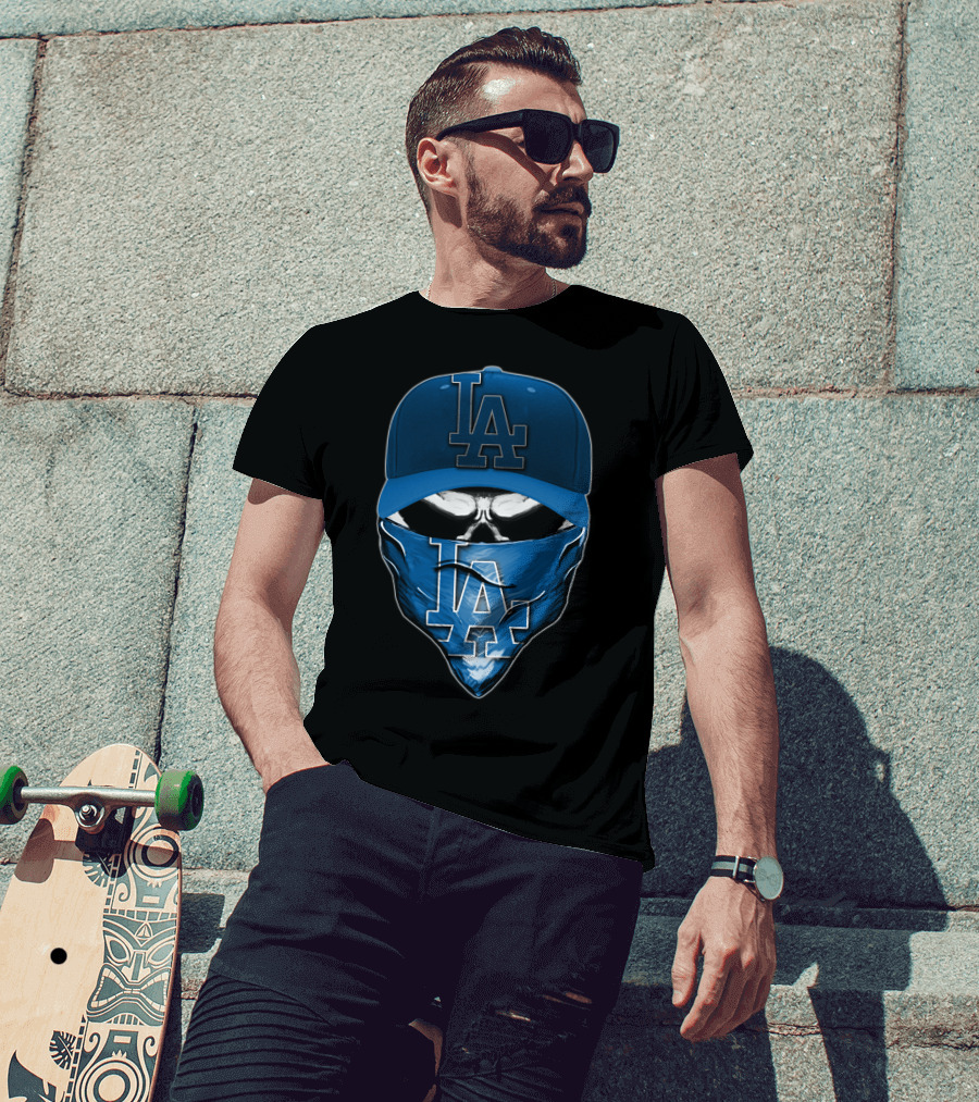 Skull LA Dodgers Hat Bandana T-Shirt