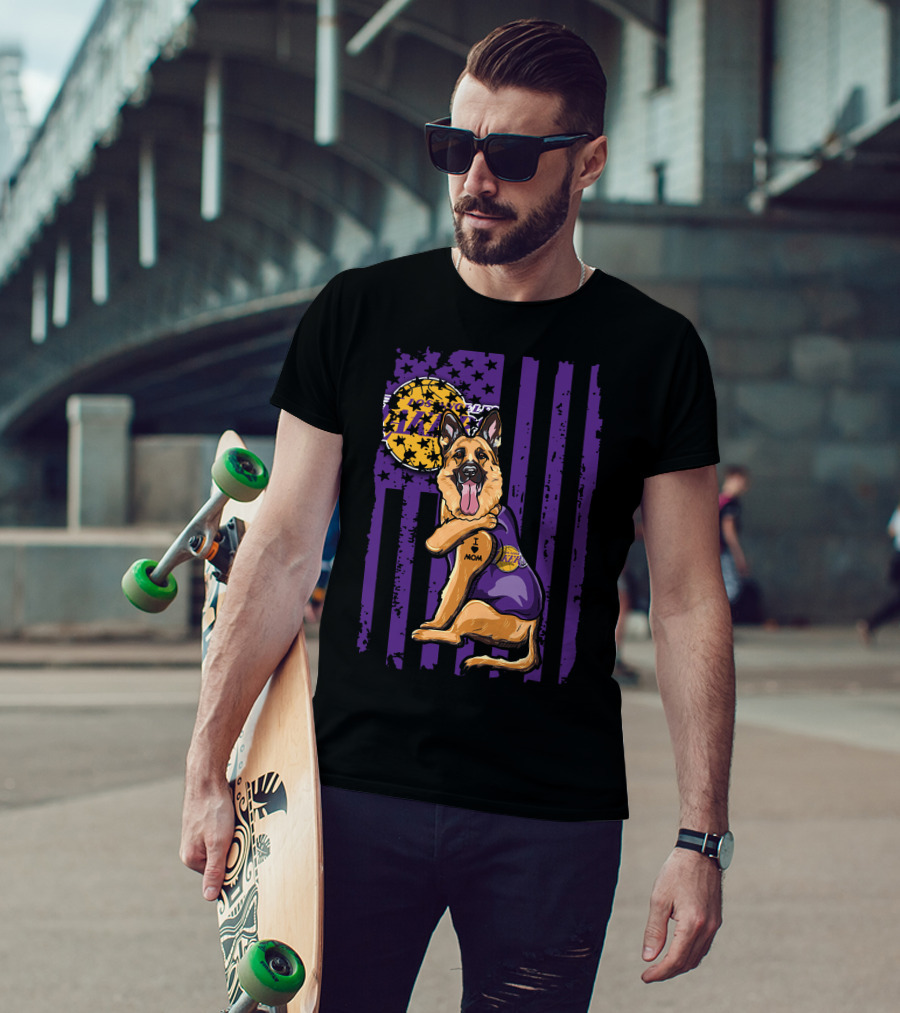 German Shepherd Los Angeles Lakers Fan Mom T-Shirt