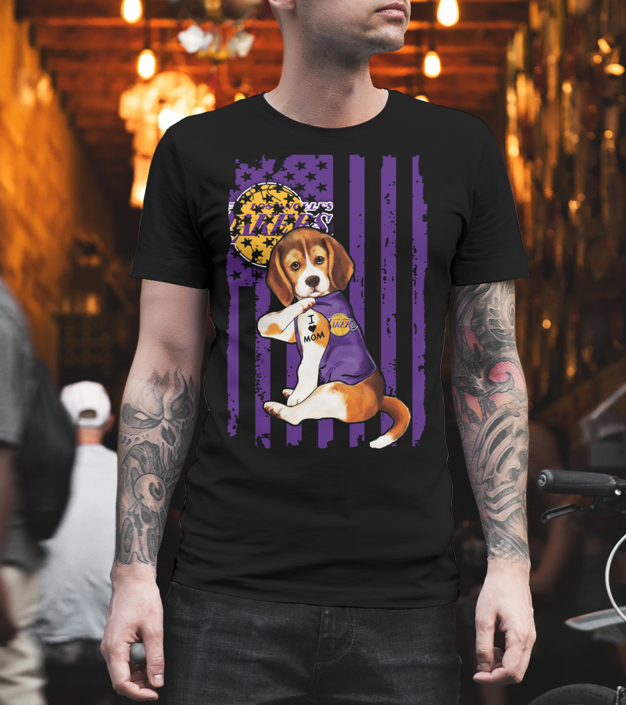 Beagle I Love Mom Los Angeles Lakers T-Shirt