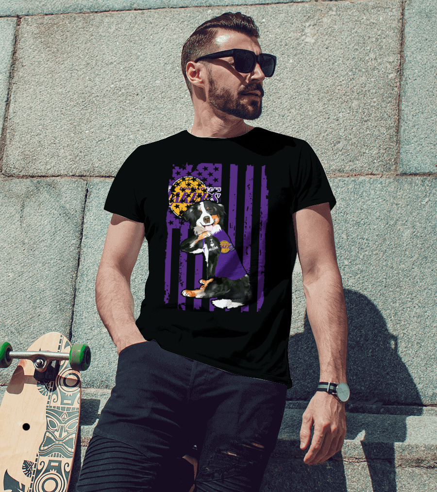 Border Collie I Love Mom Los Angeles Lakers T-Shirt