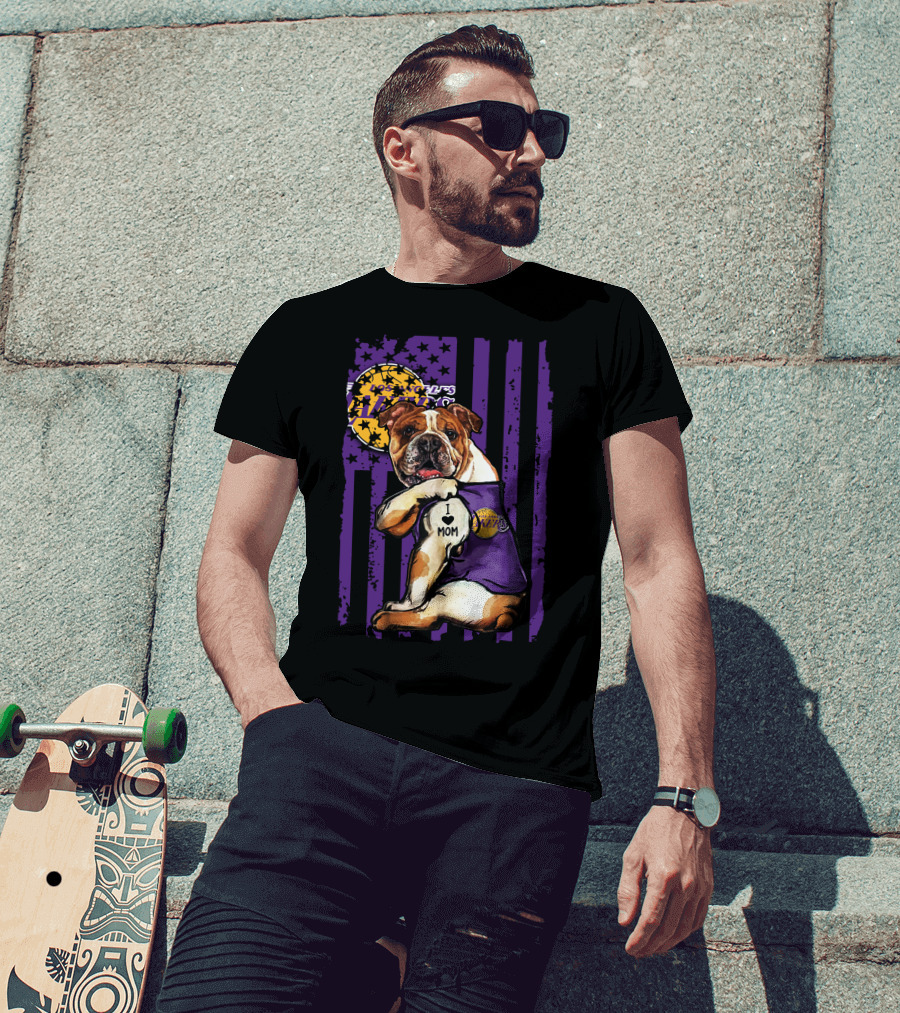 Bulldog I Love Mom Los Angeles Lakers T-Shirt