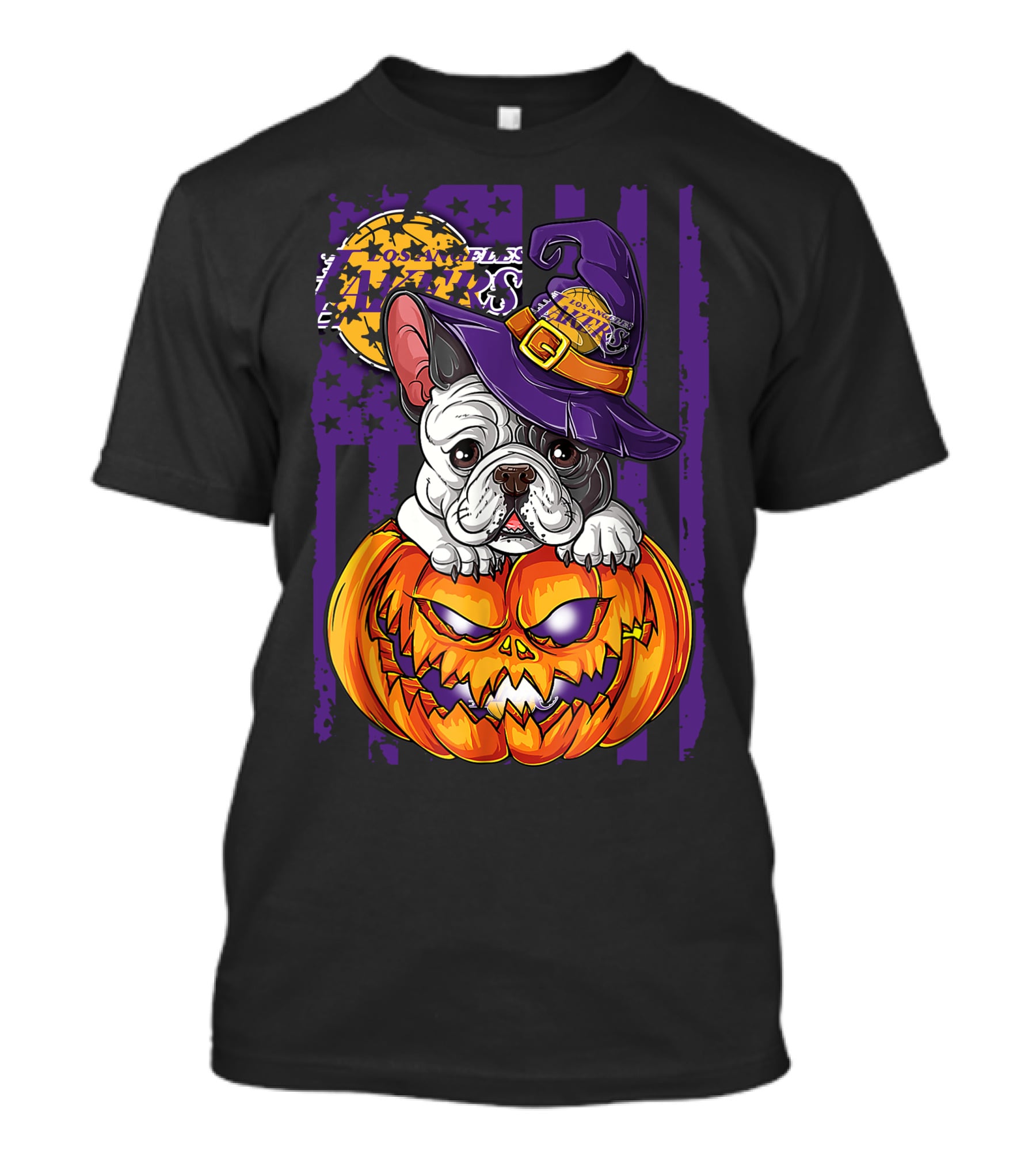 Hlw Bulldog Los Angeles Lakers Halloween Pumpkin Wizard Hat T-Shirt