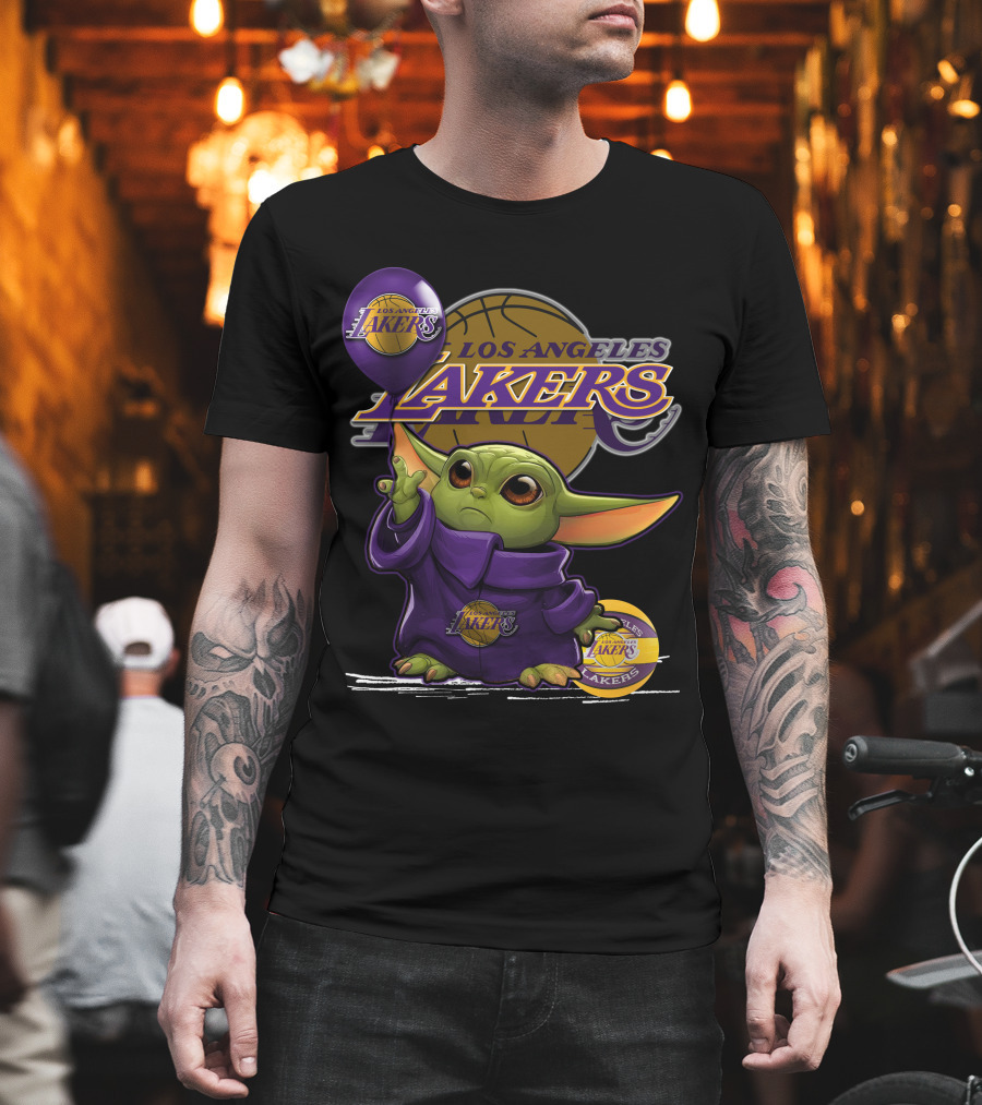 Yoda Los Angeles Lakers Basketball Logo Baby Alien T-Shirt