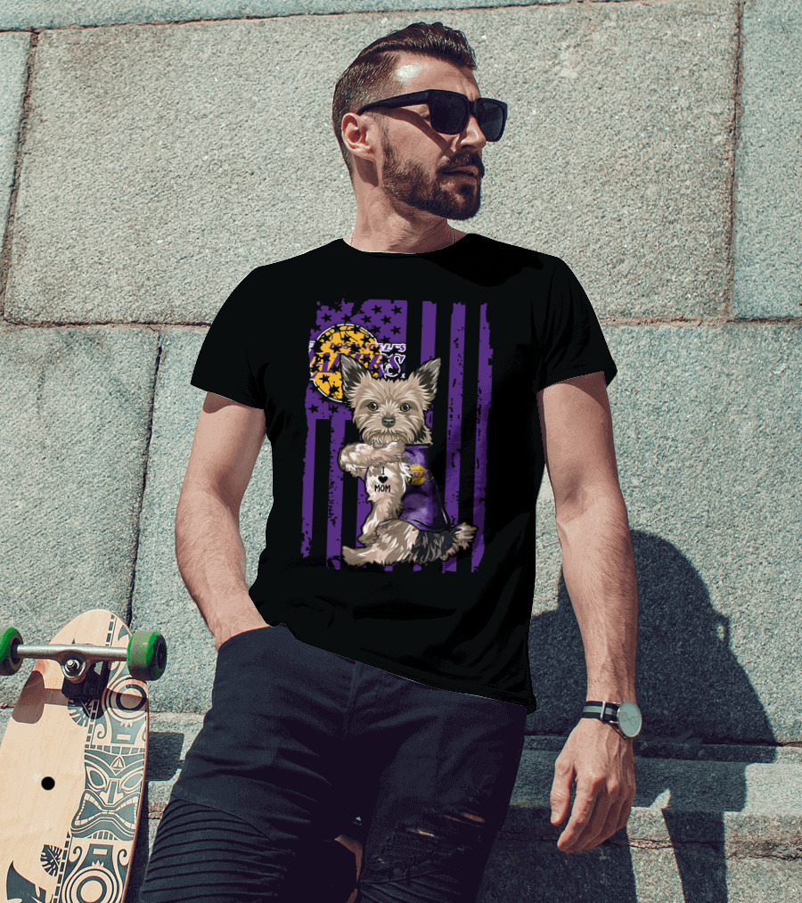Yorkshire Terrier Los Angeles Lakers I Love Mom T-Shirt