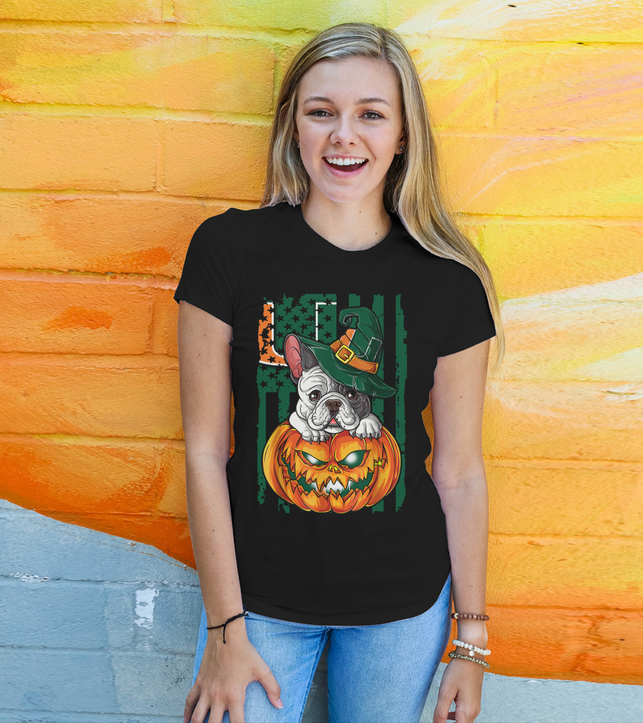 Hlw Bulldog Halloween Miami Hurricanes Pumpkin Hat T-Shirt