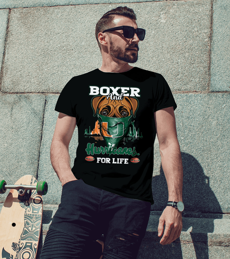 Boxer And Hurricanes For Life Miami T-Shirt