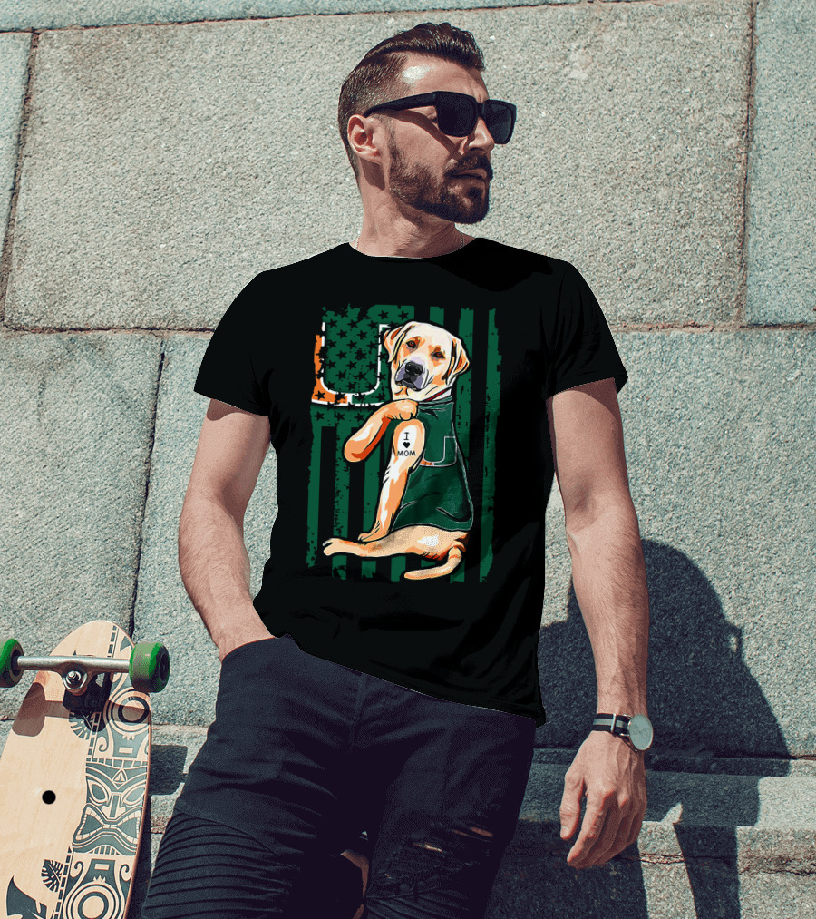 Labrador Retriever I Love Mom Miami Hurricanes T-Shirt