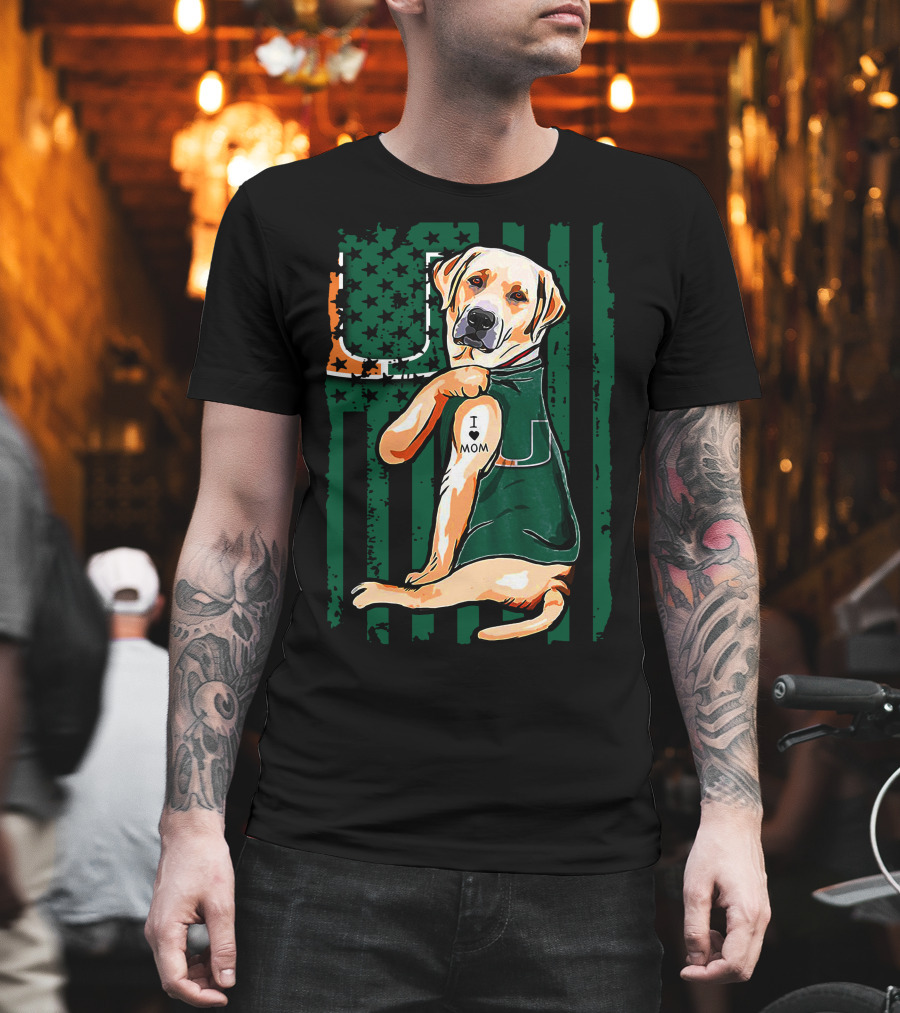 Labrador Retriever I Love Mom Miami Hurricanes T-Shirt