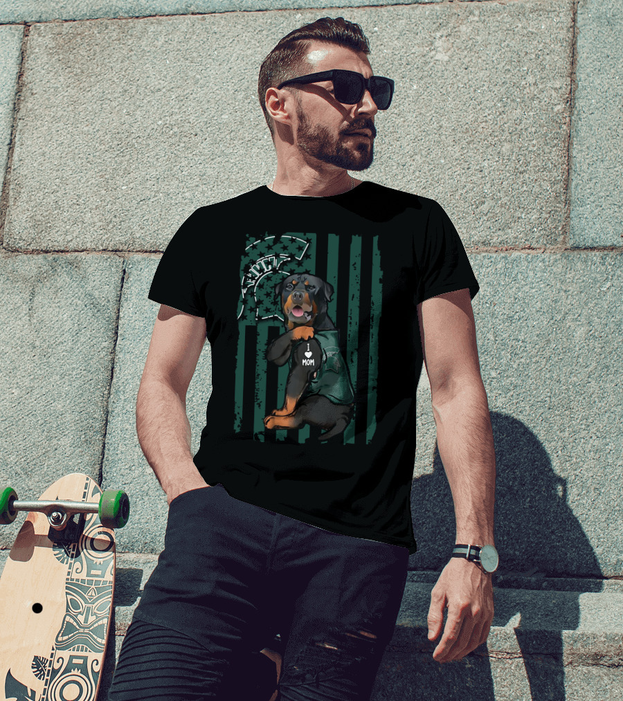Rottweiler I Love Mom Michigan State Spartans T-Shirt