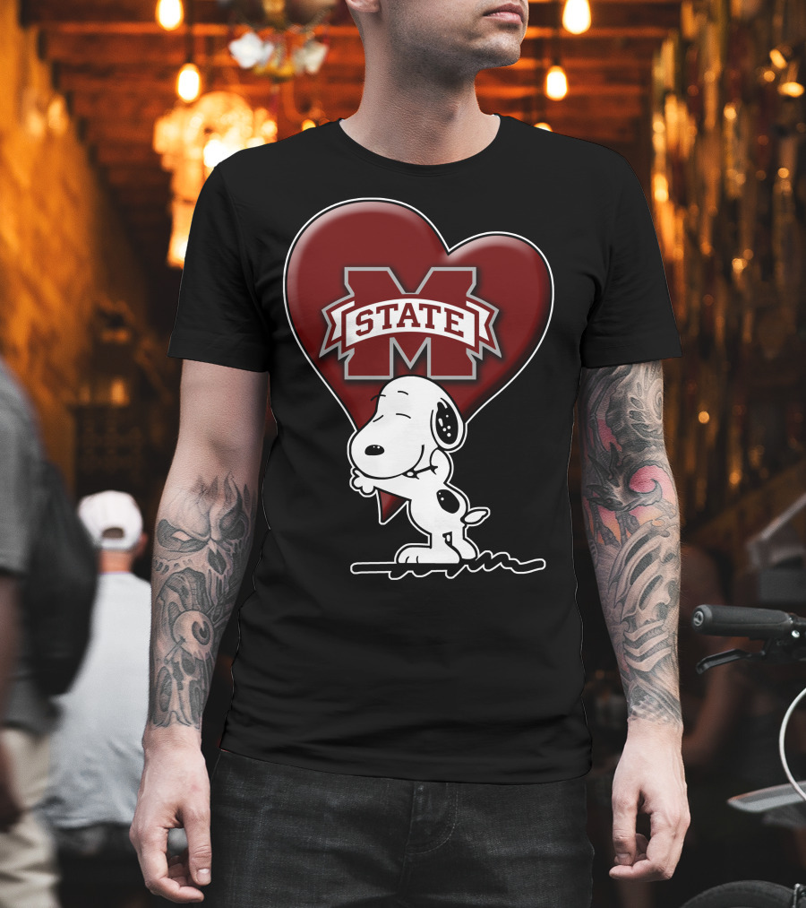 Snoopy Mississippi State Bulldogs Heart T-Shirt