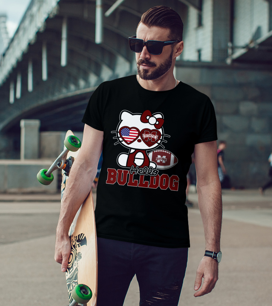 Hellokitty State Bulldogs Football USA Flag T-Shirt