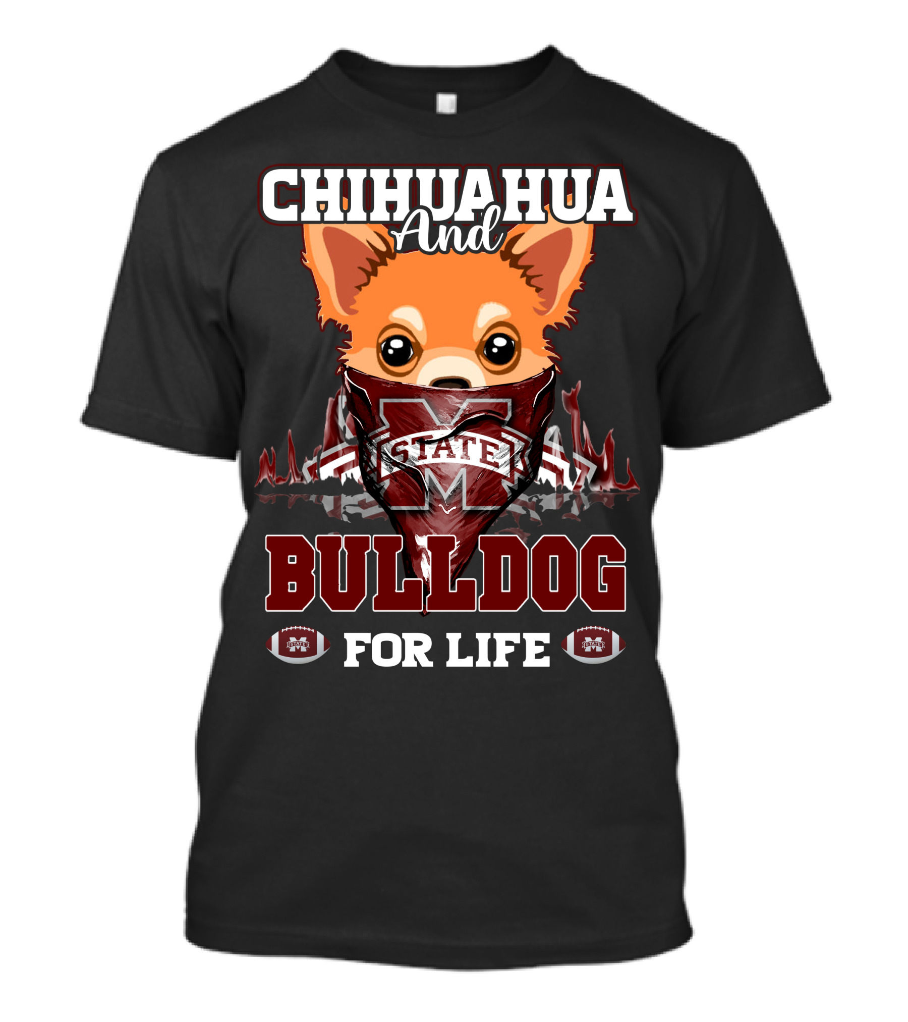 Chihuahua And Bulldog Mississippi State For Life T-Shirt