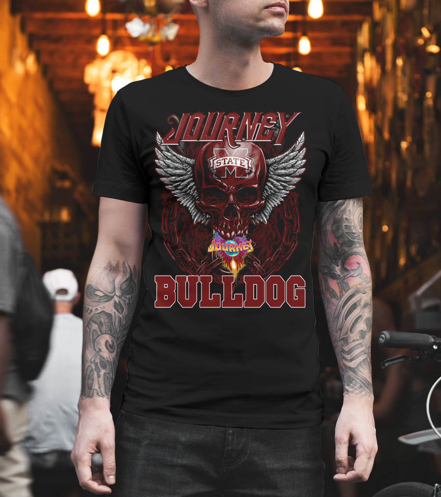 Journey Mississippi State Bulldogs Skull Wings Flame T-Shirt
