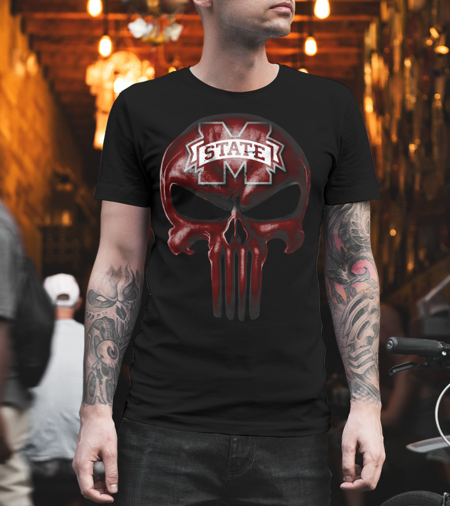 Mississippi State Bulldogs M Logo Skull T-Shirt
