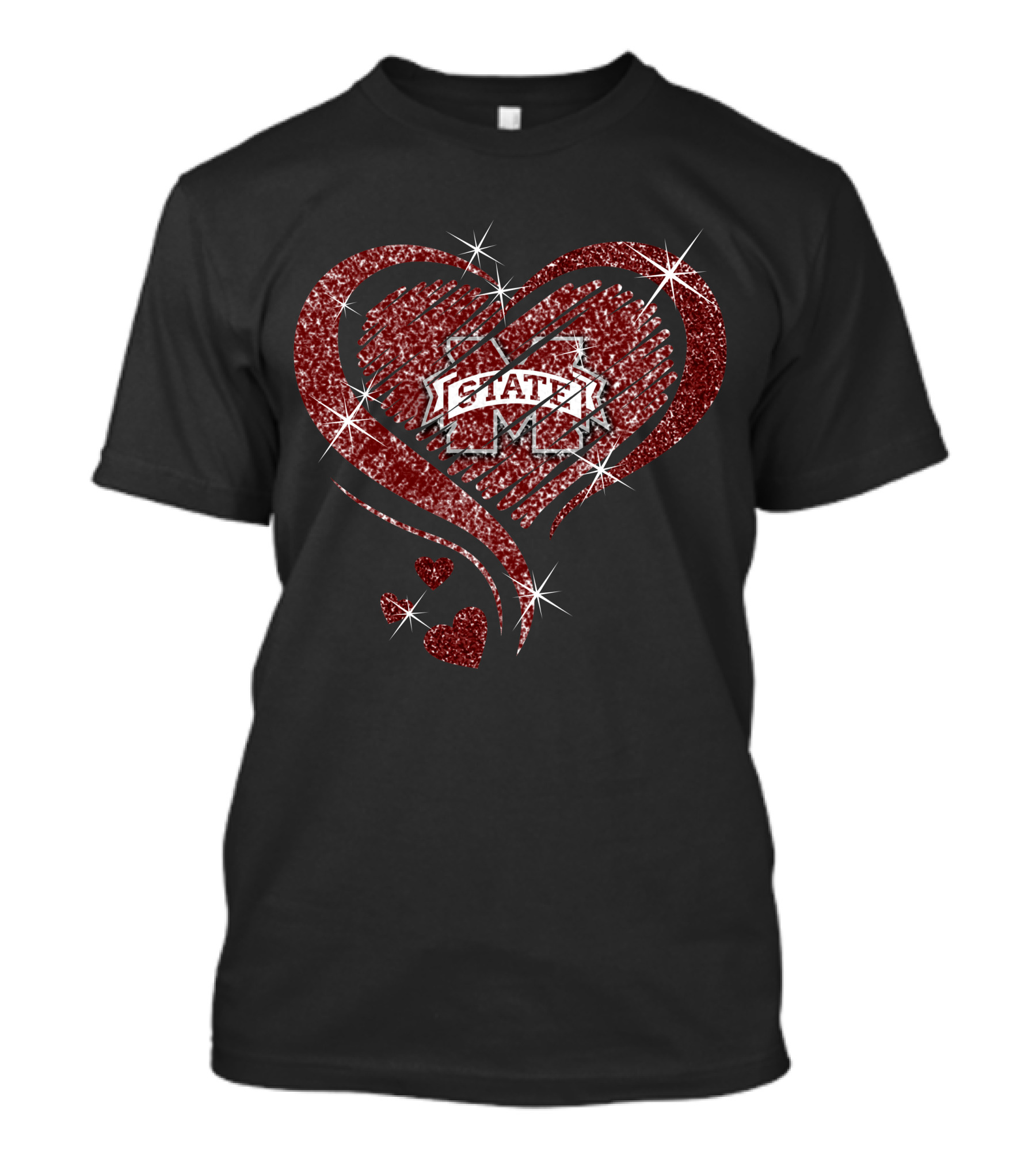 Mississippi State Bulldogs Glitter Heart T-Shirt